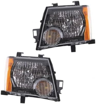 Set Of 2 Front Head Light Assembly With Black Interior Left Driver & Right Passenger Side Direct Replacement Compatible With 2009-2015 Nissan Xterra NI2502189 NI2503189