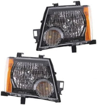 Set Of 2 Front Head Light Assembly With Black Interior Left Driver & Right Passenger Side Direct Replacement Compatible With 2009-2015 Nissan Xterra NI2502189 NI2503189