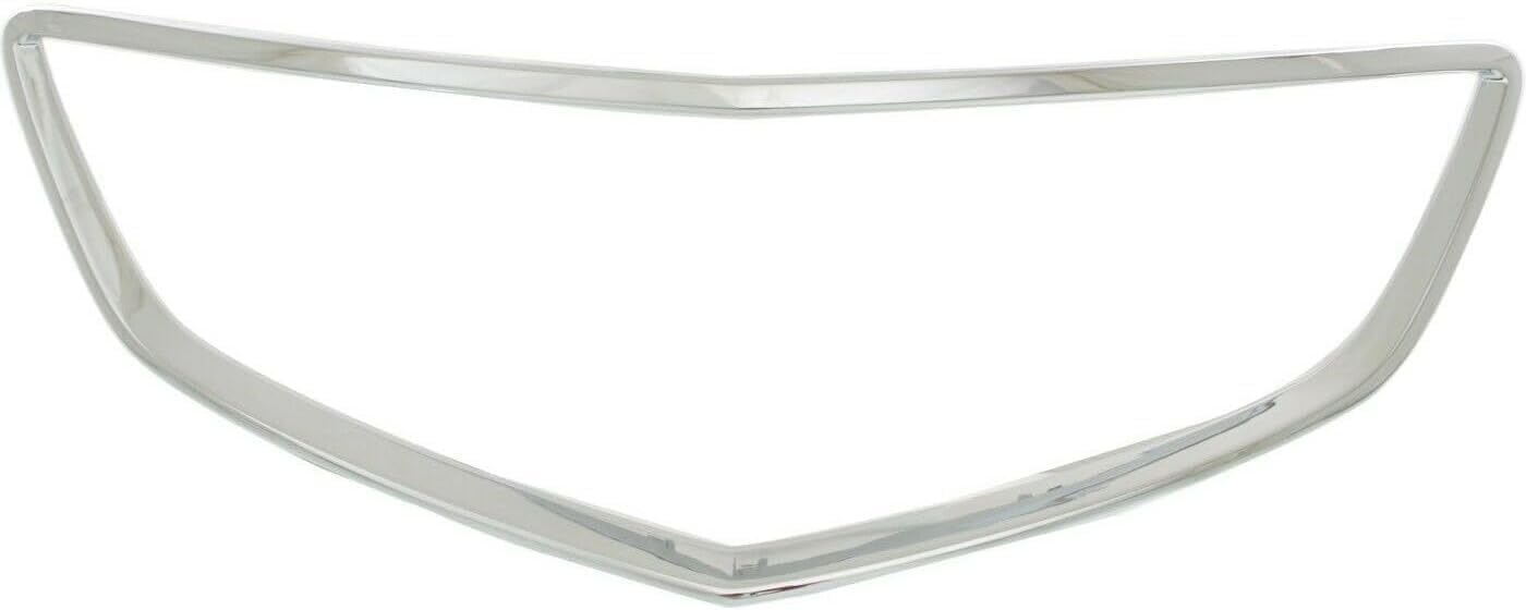 Front Grille Primed Shell & Insert + Upper And Surround Molding Chrome Direct Replacement Compatible With 2015-2017 Acura TLX AC1200124 AC1210118 AC1202106 75105TZ3A01 75125TZ3A01