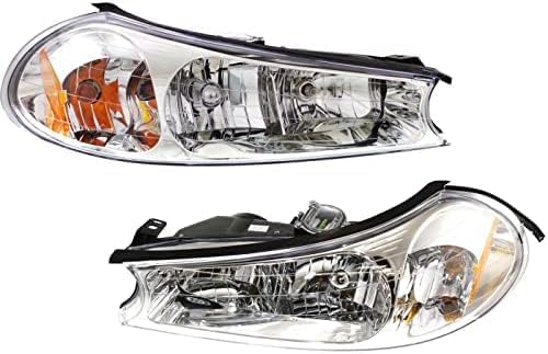 Set Of 2 Front Headlight Assembly Halogen Right Passenger and Left Driver Side Direct Replacement Compatible With 1998-2000 Ford Contour FO2503145 FO2502145 XS2Z13008AA XS2Z13008BA