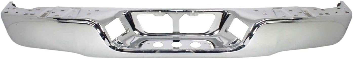 AUTOS PARTS PLUS Rear Bumper Face Bar Chrome Steel + Step Pad Textured + Extensions Right Passenger & Left Driver Side Direct Replacement Compatible With 2007-2013 Toyota Tundra TO1102244 TO1191101