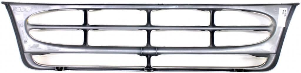 Front Grille Painted Silver Shell And Insert Plastic Direct Replacement Compatible With 1997-2004 Ford E-Series FO1200338 F8UZ8200BAA