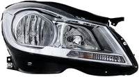 Front Head Light Assembly With Chrome Interior Plastic Right Passenger Side Direct Replacement Compatible With 2012-2014 Mercedes Benz C-Class MB2503187 2048205459
