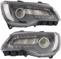 Set Of 2 Front Head Light Assembly Plastic Left Driver & Right Passenger Side Direct Replacement Compatible With 2015-2017 Chrysler 300 CH2503269 CH2502269 68214382AD 68214383AD