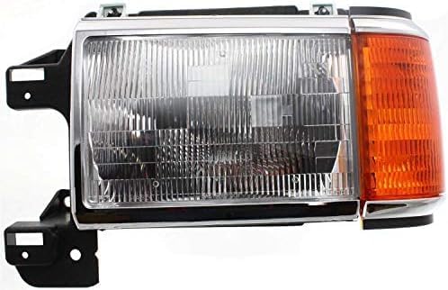 Set Of 2 Front Headlight Assembly With Side Marker Lamps And Chrome Trim Left Driver & Right Passenger Side Direct Replacement Compatible With 1987-1991 Ford F-Series FO2502105