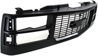Front Grille Primed Shell And Cross Bar Insert Direct Replacement Compatible With 1994-2000 GMC C/K Series Pickup / 1994-1999 Suburban GM1200357 12375422