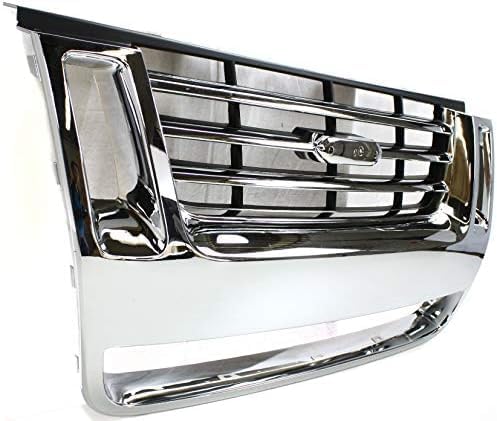 Front Grille Chrome Shell With Black Insert Plastic Direct Replacement Compatible With 2006-2010 Ford Explorer / 2007-2010 Sport Trac FO1200477 8L2Z8200CA