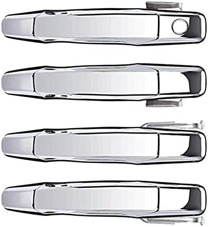 Set of 4 Front and Rear Exterior Door Handle Chrome Left Driver & Right Passenger Side Direct Replacement Compatible with 2007-2013 Chevrolet Silverado/GMC Sierra GM1311163