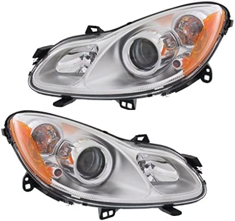 Set Of 2 Front Head Light Assembly Plastic Left Driver & Right Passenger Side Direct Replacement Compatible With 2008-2015 Smart Fortwo SM2503100 SM2502100 4518202459 4518202559