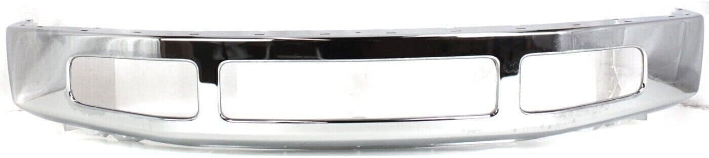 Front Bumper Chrome Steel + Molding + Lower Valance Spoiler Textured Direct Replacement Compatible With 2008-2010 Ford F-250 / F-350 Super Duty FO1002406 FO1093116 FO1044103