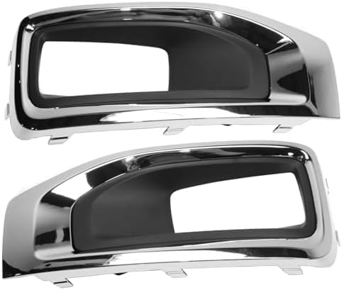 Set Of 2 Front Fog Light Molding Primed With Chrome Bezel Left Driver & Right Passenger Side Direct Replacement Compatible With 2015-2020 GMC Yukon/XL GM1039187 GM1038187 22936427