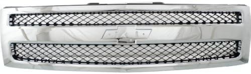 Front Bumper Primed Steel + Grille + Lower Valance Air Deflector + End Caps + Headlights Left & Right Side Direct Replacement Compatible With 2007-2013 Chevrolet Silverado 1500