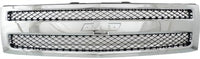 Front Bumper Primed Steel + Grille + Lower Valance Air Deflector + End Caps + Headlights Left & Right Side Direct Replacement Compatible With 2007-2013 Chevrolet Silverado 1500