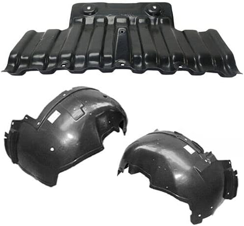 Front Engine Splash Shield Under Cover + Fender Liners Left & Right Side Direct Replacement Compatible With 1999-2006 Chevrolet Silvrado/GMC Sierra 1500 2500HD GM1246110 GM1247110