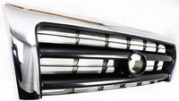 Front Grille Chrome Shell/Painted Dark Argent Insert + Headlight Fillers Left Driver & Right Passenger Side Direct Replacement Compatible With 1998-2000 Toyota Tacoma TO1200213
