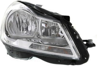 Set Of 2 Front Head Light Assembly Chrome Interior With Corner Lamp Plastic Left Driver & Right Passenger Side Direct Replacement Compatible With 2012-2014 Mercedes Benz C-Class