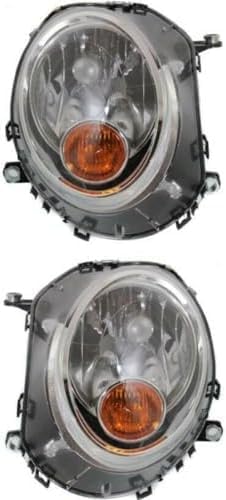 Set Of 2 Front Head Light Assembly Plastic Left Driver & Right Passenger Side Direct Replacement Compatible With 2007-2015 Mini Cooper MC2503105 MC2502105 63122751870 63122751869