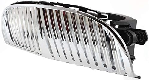 Front Grille Chrome Shell With Silver Insert Direct Replacement Compatible With 1998-2002 Lincoln Town Car FO1200349 XW1Z8200AA