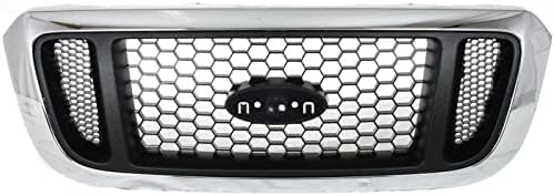 Front Grille Chrome Shell With Honeycomb Insert Plastic Direct Replacement Compatible With 2004-2005 Ford Ranger FO1200453 4L5Z8200EAA