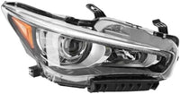 Front Headlight Assembly Right Passenger Side Direct Replacement Compatible With 2014-2017 Infiniti Q50 IN2503157 260104HB0B