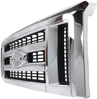 Front Bumper Steel + Grille Chrome Shell With Painted Gray Insert + Lower Valance Textured Direct Replacement Compatible With 2008-2019 Ford Econoline Van