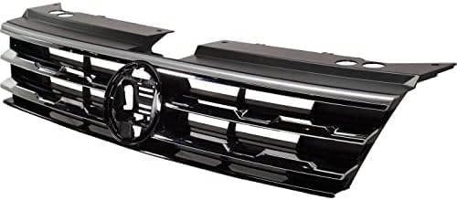 Front Grille Assembly Primed With Chrome Frame Plastic Direct Replacement Compatible With 2018-2021 Volkswagen Tiguan VW1200172 5NN853651DZLL