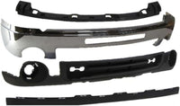 Front Bumper Chrome Steel With Air Intake Hole + Lower Valance Air Deflector + Extension Textured + Cover Bracket Direct Replacement Compatible With GMC Sierra 1500 2007-13 GM1015100