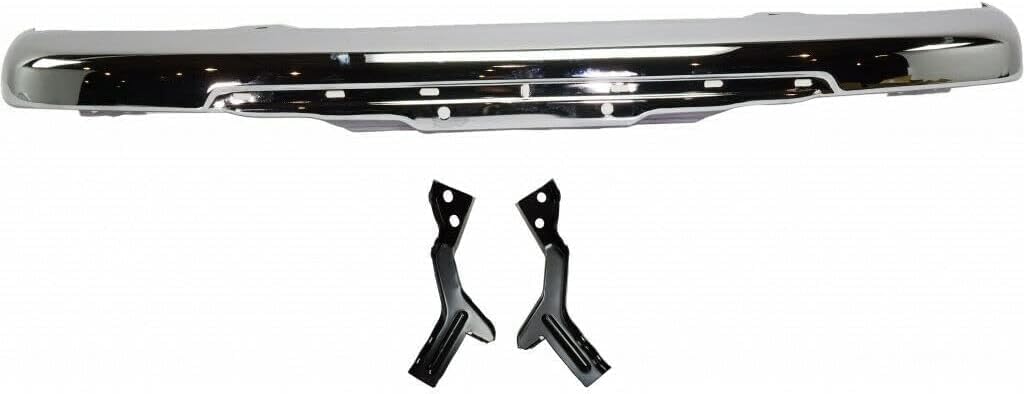 AUTOS PARTS PLUS Front Bumper Chrome Steel With Brackets + Lower Valance With Fog Light Holes + Extension Textured Direct Replacement Compatible With 2004-2012 Chevrolet Colorado/GMC Canyon