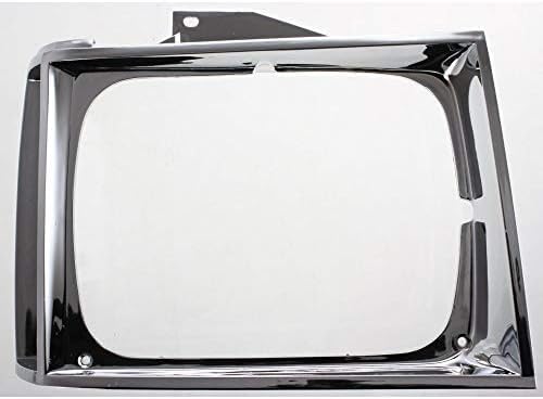 Set Of 2 Front Head Light Door Bezel Chrome Left Driver & Right Passenger Side Direct Replacement Compatible With 1982-1990 Chevrolet S10 Pickup GM2513121 GM2512121 15591586 15591585