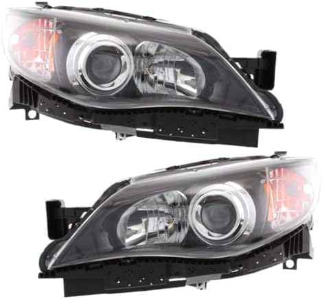 Set Of 2 Front Head Light Assembly Plastic Left Driver & Right Passenger Side Direct Replacement Compatible With 2008-2011 Subaru Impreza SU2503125 SU2502125 84001FG241 84001FG251