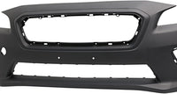 Front Bumper Cover Primed Plastic + Upper & Lower Grille Direct Replacement Compatible With 2015-2017 Subaru WRX