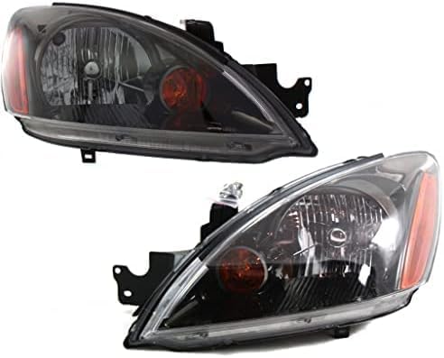 Set Of 2 Front Head Light Assembly Plastic Left Driver & Right Passenger Side Direct Replacement Compatible With 2004-2007 Mitsubishi Lancer MI2503135 MI2502135 MN154899 MN154900