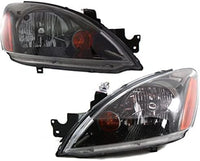 Set Of 2 Front Head Light Assembly Plastic Left Driver & Right Passenger Side Direct Replacement Compatible With 2004-2007 Mitsubishi Lancer MI2503135 MI2502135 MN154899 MN154900