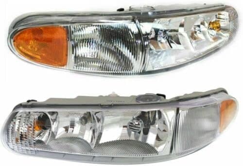 Set Of 2 Front Head Light Assembly Halogen Left Driver & Right Passenger Side Direct Replacement Compatible With 1997-2005 Buick Century / 1997-2004 Regal GM2503183 GM2502183
