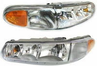 Set Of 2 Front Head Light Assembly Halogen Left Driver & Right Passenger Side Direct Replacement Compatible With 1997-2005 Buick Century / 1997-2004 Regal GM2503183 GM2502183