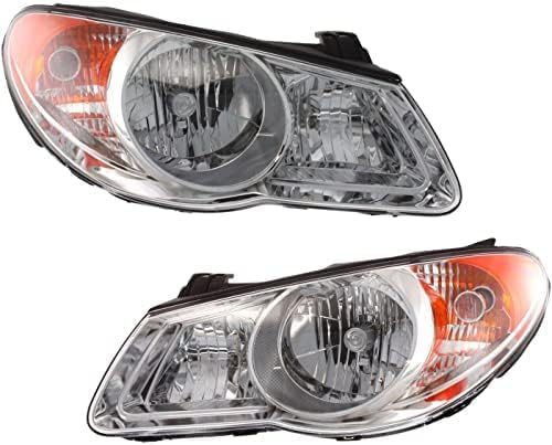 Set Of 2 Front Headlight Assembly Left Driver & Right Passenger Side Direct Replacement Compatible With 2007-2009 Hyundai Elantra HY2502138 HY2503138 921022H050 921012H050