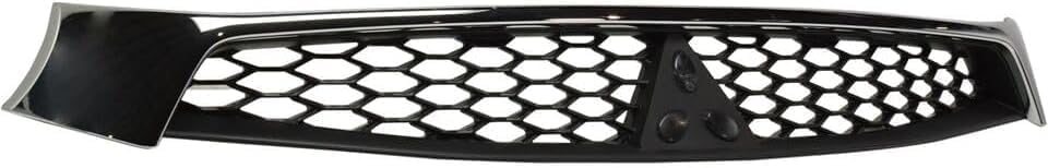 Front Grille Assembly Texture Black Insert With Chrome Molding Plastic Direct Replacement Compatible With 2016-2017 Mitsubishi Lancer MI1200267 7450B019