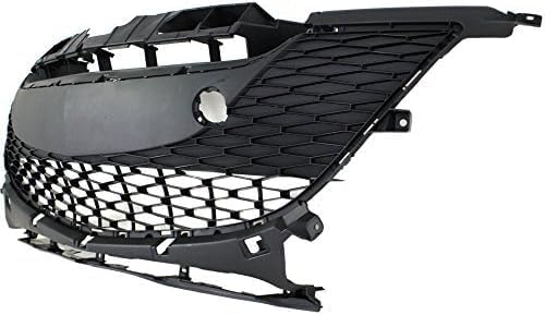 Front Bumper Grille Textured Gray Plastic Direct Replacement Compatible With 2010-2011 Mazda 3 MA1036112 BBM4501T1H