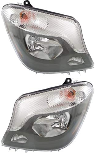 Set Of 2 Front Head Light Assembly Plastic Left Driver & Right Passenger Side Direct Replacement Compatible With 2014-2018 Mercedes Benz Sprinter 2500/3500 MB2502221 MB2503221