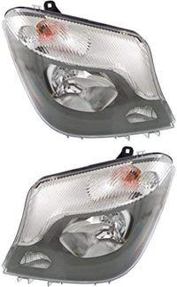 Set Of 2 Front Head Light Assembly Plastic Left Driver & Right Passenger Side Direct Replacement Compatible With 2014-2018 Mercedes Benz Sprinter 2500/3500 MB2502221 MB2503221