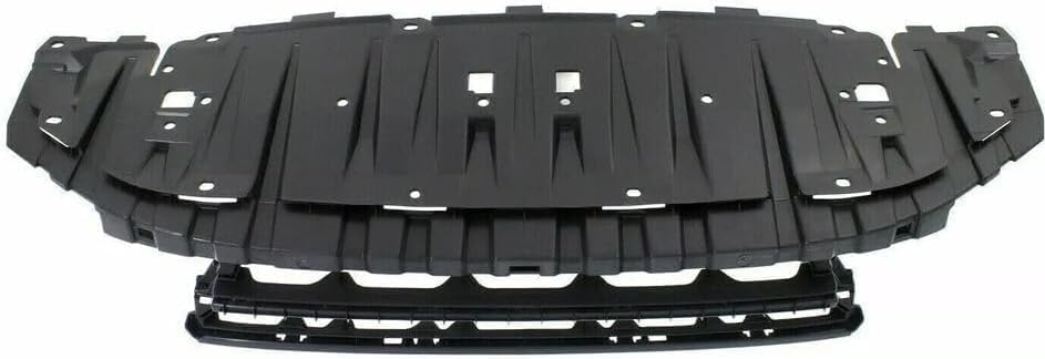Front Bumper Lower Grille + Molding Chrome + Fog Light Covers Textured Right Passenger & Left Driver Side Direct Replacement Compatible With 2013-2015 Honda Civic HO1044102 HO1036113