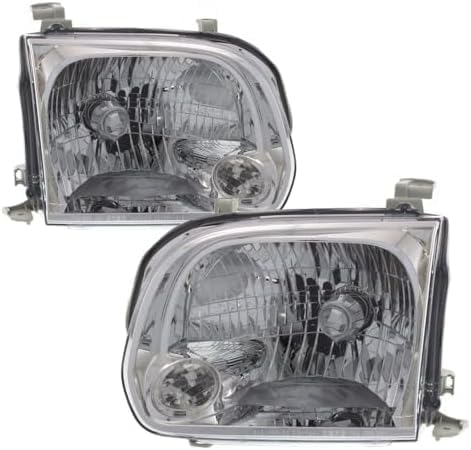 Set Of 2 Front Head Light Assembly Plastic Left Driver & Right Passenger Side Direct Replacement Compatible With 2005-2006 Toyota Tundra / 2005-2007 Sequoia TO2502158 TO2503158