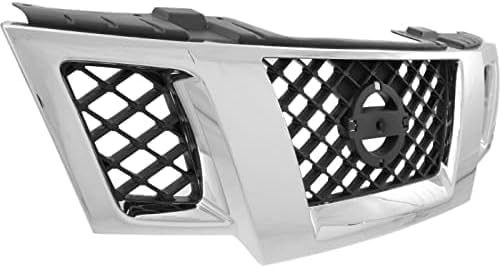 Front Grille Chrome Shell & Primed Insert Direct Replacement Compatible With 2009-2020 Nissan Frontier NI1200233 62310ZL00B