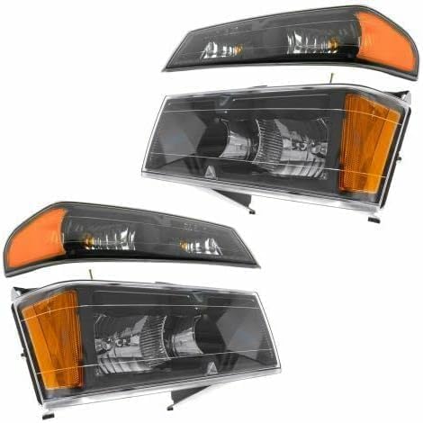 AUTOS PARTS PLUS Front Head Light + Corner Lamp Left Drive & Right Passenger Side Direct Replacement Compatible With 2004-2012 Chevrolet Colorado/GMC Canyon GM2520189 GM2521189 GM2502234 GM2503234