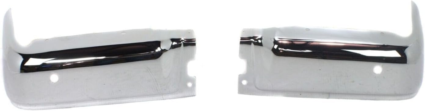Set Of 2 Rear Bumper Face Bar End Cap Chrome Steel Left Driver & Right Passenger Side Direct Replacement Compatible With 2009-2014 Ford F-150 FO1102372 FO1102373 9L3Z17906B