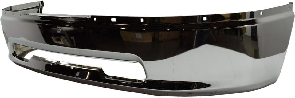 Front Bumper Chrome Steel Without Fog Light Holes Direct Replacement Compatible With 2009-2012 Dodge Ram 1500 CH1002387 68088188AA 68206066AA
