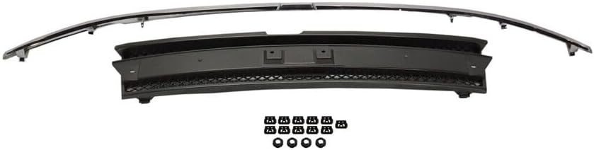 Front Grille Painted Black Shell And Insert With Chrome Center Bar Direct Replacement Compatible With 2002-2009 Chevrolet Trailblazer GM1200477 10358128