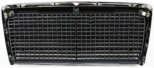 Front Grille Chrome Shell & Gray Insert Direct Replacement Compatible With 1986-1993 Mercedes Benz E-Class MB1200129 1248800783