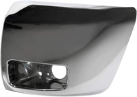 Front Bumper End Cap Chrome Plastic Left Driver Side With Fog Light Holes Direct Replacement Compatible With 2007-2013 Chevrolet Silverado 1500 GM1004156 20985757