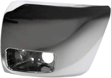 Front Bumper End Cap Chrome Plastic Left Driver Side With Fog Light Holes Direct Replacement Compatible With 2007-2013 Chevrolet Silverado 1500 GM1004156 20985757